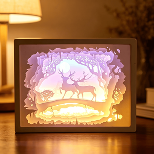 Solución de Regalo 3D, Decoración para Sala de Estar, Lámpara de Papel Artística, Luz Nocturna, Arte en Papel Recortado, Sombra, Amor, Animal, Ángel, Personalizado - Product Image 3