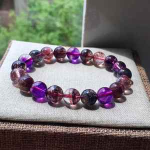 Pulsera de cristal de Cuarzo rutilado púrpura natural súper 7 semipreciosa al por mayor para regalos de joyería - Product Image 4