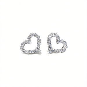ต่างหูรูปหัวใจสีขาวทอง เงินแท้ 925 ชุบโรเดียม ประดับคริสตัลไรน์สโตน ตัวเรือนแบบกรงเล็บ ดีไซน์โรแมนติก สำหรับผู้หญิง สวมใส่ได้ทุกวัน - Product Image 1