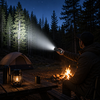 Lampe torche LED haute puissance 30W, 3000 lumens, zoomable, batterie rechargeable 6600mAh, type-C, power bank, étanche IP65, lampe tactique d'extérieur