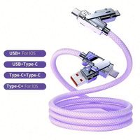 Cable de Carga Rápida 4 en 1 de Nailon Trenzado 5A 100W para Teléfono Móvil, Cable de Datos USB