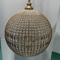 Lustre sphérique en cristal vintage de 24 pouces de largeur, design de ferme, lampes pendantes à boule, fabrication en usine