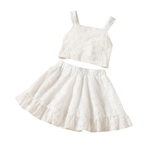 Yoliyolei New Children's Clothing, 2023 Small and Medium-Sized Girls' Empty Lace Sling Ruffle Skirt 2-Piece <strong>Suit</strong> Girls Outfits/ - Product Image 6