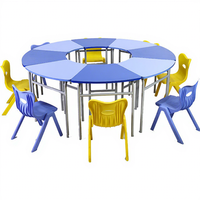 Meubles de maternelle ronde étude multilatérale utilisation de la lecture dessus en bois cadre en métal table et chaise ensemble pour enfants étudiants