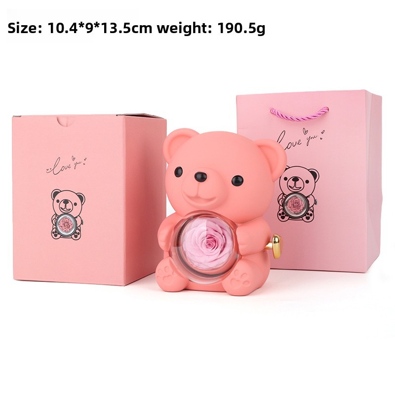 Pink Eternal Flower Gift Box + Color Box + Handbag