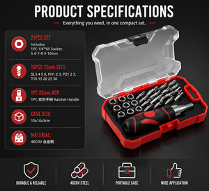 Professional 21PCS Magnetic Screwdriver <b>Bit</b> Set for Home & Repair 90023B Magnetic <b>Secure</b> Grip on Small Screws for Prec - Product Image 1