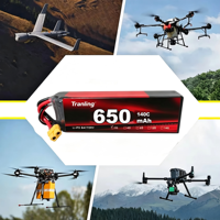 Baterai Drone FPV TL 650mah 3S 11.9V High Discharge TL-650-3S-11.9V Ultra Ringan Daya Tinggi untuk Drone Penyemprot Industri Pro
