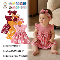 Ensemble robe florale de luxe en coton pour bébé fille avec nœud sur le devant pour occasions spéciales, tailles 6-24T