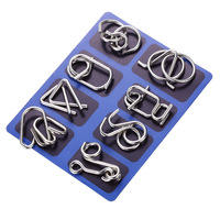 IQ Toys, Metal IQ Puzzle Set de 8, IQ Test Mind Game Toys Casse-tête en fil métallique Puzzles Magic Trick Toy