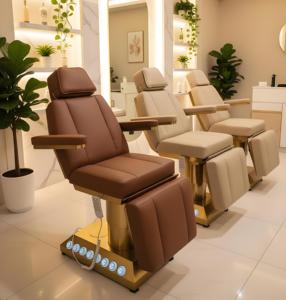 <span class=keywords><strong>Lit</strong></span> de massage électrique pour salon de beauté à 3/4 moteurs avec base dorée - Product Image 4