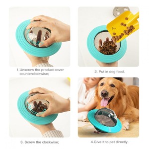 Vendita calda negozio di animali resistente morso <span class=keywords><strong>cane</strong></span> <span class=keywords><strong>gatto</strong></span> multifunzionale UFO Puzzle palla per cani giocattolo Pet Pet Food Treat Dispenser - Product Image 5