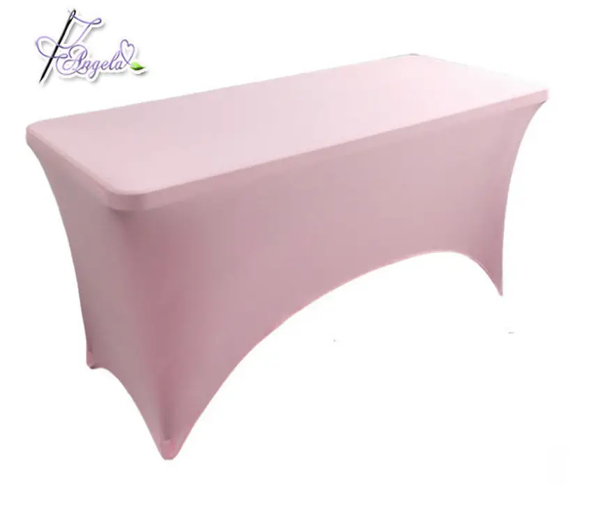 pink 6 ft stretch spandex rectangle table covers in hotel catering supply from China spandex table cover manufacturer