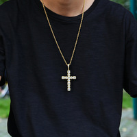 Pendentif Croix Hip Hop Carré et Rond avec Grand Zircon, Accessoires DJ et Danse Urbaine
