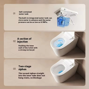 WC intelligent moderne 2026 avec ouverture/fermeture automatique, capteur <span class=keywords><strong>de</strong></span> pied, affichage numérique, siège chauffant et bidet à siphon - Product Image 4