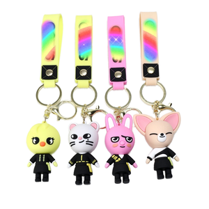 Wholesale Stock 3D PVC Keychains Cartoon Kpop Pendant Keyring Plastic Keychains