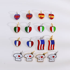 Hartvorm Verenigde Staten Verenigd Koninkrijk Frankrijk Italië Vlag Hanger Oorbellen Ketting Sieraden Rvs Bedels Groothandel - Product Image 5