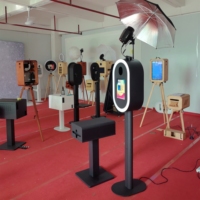 Photomaton professionnel à impression instantanée, iPad, support d'appareil photo reflex réglable, couleur personnalisable, construction métallique, télécommande sans fil