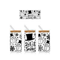 Vaso de plástico de dibujos animados de 16oz, tapas impermeables lavables, 99999 + listo para enviar UV para transferencias de envoltura de taza DTF, tapas de 16oz para vidrio