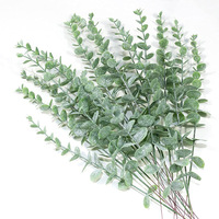Plante artificielle de haute qualité à tige unique, eucalyptus vert au toucher réel, décoration de table pour mariage, fête à domicile, feuilles d'eucalyptus