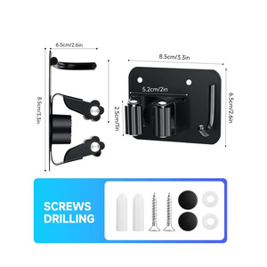 Stainless Steel Mop <b>Hook</b> Rack Wall Mounted Black With <b>Hook</b> And Hole Punch 3M For Kitchen <b>Garden</b> Laundry Tools Storage - Product Image 2