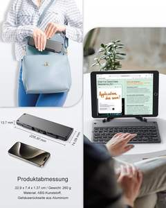 Foldable bluetooth Keyboard Wholesale Stock Ce Rohs Folding bluetooth Wireless Keyboard with <b>Stand</b> for iPad Laptop Phone - Product Image 4