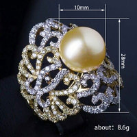 CAOSHI Magnifiques bagues rondes en laiton avec perle creuse, design cercle, deux tons, zircon cubique, bijoux pour femmes, mariage, couleur argent et or