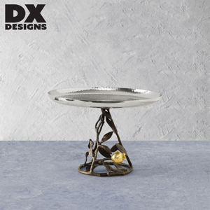 Support à gâteau moderne en métal martelé avec base à motif de feuilles florales, piédestal à dessert fait main pour café, hôtel, mariage et maison - Product Image 5