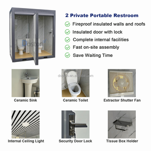 Toilettes portables écologiques durables à double cabine modernes, unité préfabriquée mobile pour les événements en plein air, les chantiers de construction, les espaces <span class=keywords><strong>publics</strong></span> - Product Image 4
