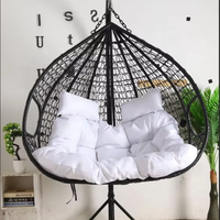 Fauteuils suspendus en osier pour jardin extérieur, chaises longues avec support et coussin résistant aux UV, siège pliable en forme de panier