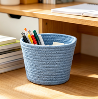 Panier de rangement pliable en corde de coton rustique de haute qualité, écologique, 25x15cm, plusieurs couleurs - Organisateur de bureau multi-usages