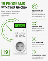 Interruptor Temporizador Semanal Digital Programable Inteligente con Pantalla LCD, Control Automático, Diseño Ecológico, Modo de Cuenta Regresiva de 24 Horas