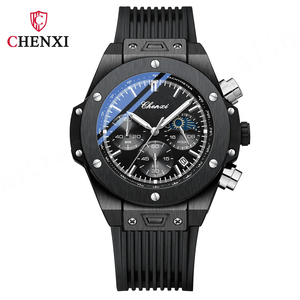 Reloj negro CHENXI 939 para hombre, esfera luminosa de moda creativa con reloj cronógrafo, reloj de cuarzo con esfera de fase lunar multifunción - Product Image 3