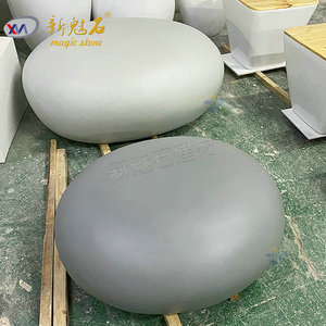 Nuevos Materiales de Construcción de Piedra, Banco de Piedra Artificial para Exteriores, Ovalado, Simulación de Piedra, Blanco Grisáceo, Personalizable, Silla de Patio Impermeable - Product Image 4