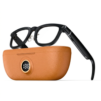 Étui de chargement en cuir pour lunettes intelligentes, pochette de transport pour lunettes avec affichage numérique de la batterie
