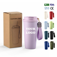 Tazas de Café con Logotipo, 20 oz, 600 ml, Taza de Café de Acero Inoxidable con Cuerda Portátil, Termo Aislado al Vacío con Vaso para Coche para Exteriores