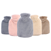 Bouteille d'eau chaude de haute qualité en gros 1000 ml/2000 ml avec housse en peluche douce LOGO personnalisé Sac d'eau chaude