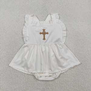 RTS Pelele burbuja para bebé niña con estampado y bordado 'Él ha resucitado', 95% Algodón 5% Elastano, 200-220 g/m², de tela peinada, Vestido de Pascua casual para recién nacida - Product Image 3