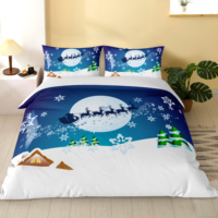 Tissu confortable lavable facile d'entretien motif de Noël rouge imprimé 3 pièces housse de couette ensembles de literie de luxe