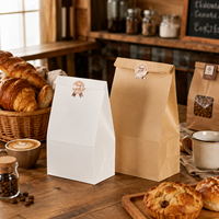 Sacs en papier kraft avec logo personnalisé, vente en gros, sacs d'épicerie recyclables bruns, plusieurs tailles, emballage alimentaire pour restaurant, boulangerie