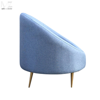 Fauteuil de luxe design vintage en petit velours bleu orange pour salon chambre appartement salle à manger ou hôtel loisirs