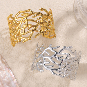 Fashion Cuff <b>Bracelets</b> Starfish Hollow Design Gold Silver Plated Stainless Steel Women's Party Jewelry Wide Open <b>Bangle</b> - Product Image 3