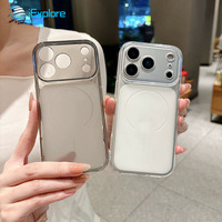 Coque de téléphone iExplore Big Window Instant pour iPhone 17, 17 Pro Max, 16 Pro Max, en TPU souple translucide mat, givré 2mm, antichoc