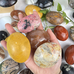 Factory Wholesale Natural Healing Crystals Craft Polished Mixed Material Yellow <strong>Jade</strong> Palm <strong>Stone</strong> for Fengshui Decoration - Product Image 3