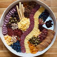 Boîte de service ronde en bois pour vente en gros, plateau de fromages, fruits, viandes, chocolats, charcuterie, idéale pour les réceptions