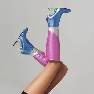 Bottes à talon compensé pour femme, modèle spécial, nouveau matériau tendance, style dents de requin - Product Image 4