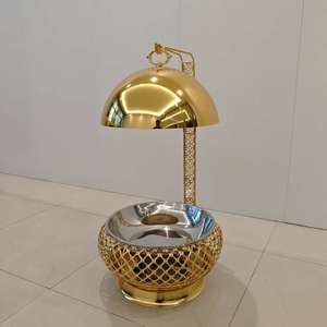 เตาอุ่นอาหารแบบแขวนฝาปิดทรงกลม สแตนเลส 8 ลิตร สีทอง สำหรับโรงแรม ร้านอาหาร - Product Image 4