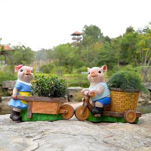 Maceta Decorativa con Diseño de Cerdito, Adorno Creativo para Jardín, Paisajismo, Resina Epoxi, Manualidad Esculpida - Product Image 4