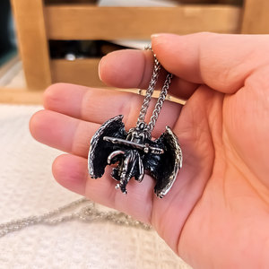 Collar con Colgante Ángel del Juicio de Acero Inoxidable con Alas Temáticas, Regalo SP1095 - Product Image 4