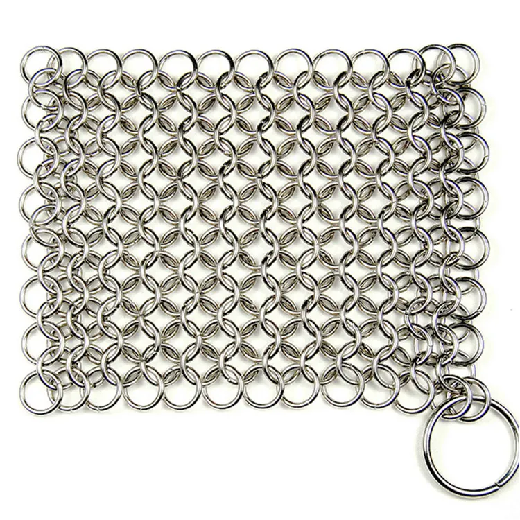 Wholesale customized stainless steel mesh chainmail /cast iron cleaner xl 7x7 steel chainmail scrubber/steel chainmail scrubber