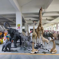 Grandes sculptures d'animaux en fibre de verre, accessoires de décoration de fête de parc de vacances en plein air, statues artificielles de léopard en résine grandeur nature